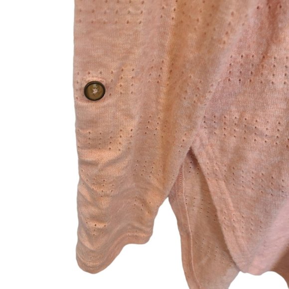 Anthropologie Akemi+Kin Womens XS Pink Perforated Pointelle Long Sleeves Shirt - Picture 4 of 8